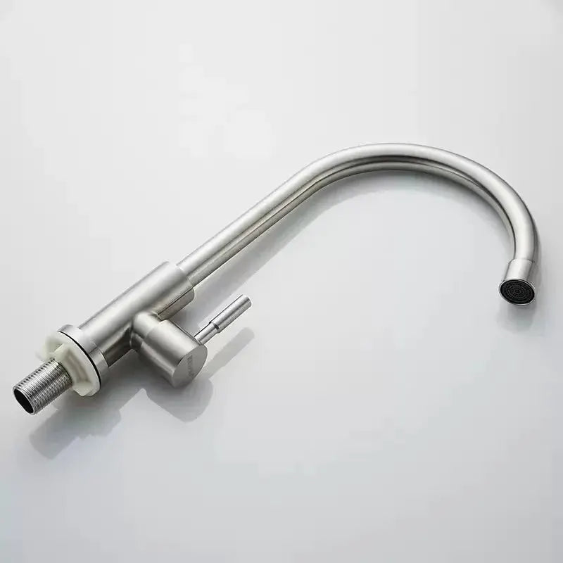 Simples Market stainless steel kitchen faucet with single lever and deck-mounted curved spout