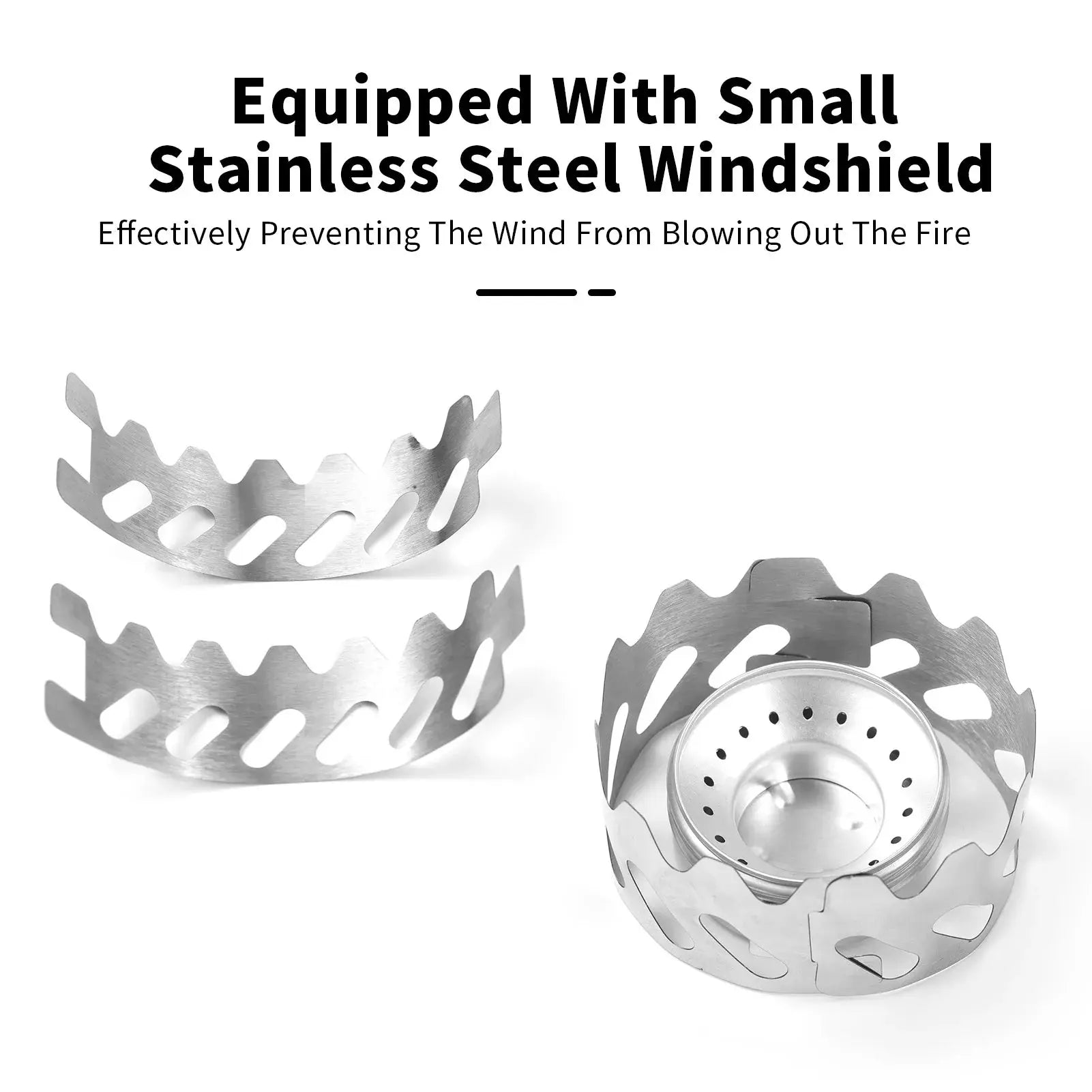 Simples Market Mini Stove 40ml aluminum alcohol burner with small stainless steel windshield set, portable camping stove