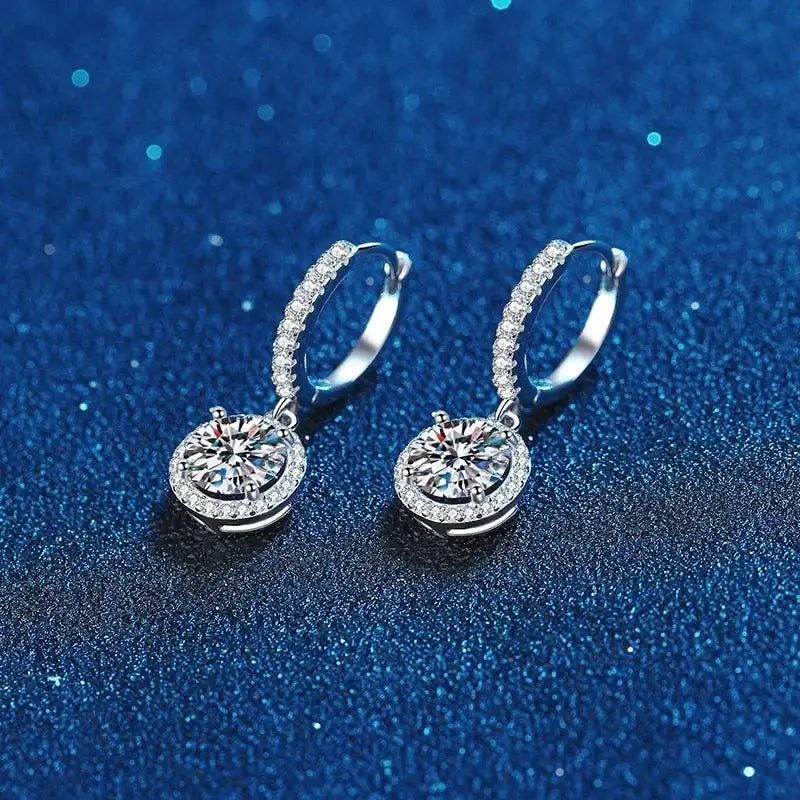 925 Sterling Silver Moissanite Round Hoop Earrings 1 Carat For Women Luxury Evening Style Hypoallergenic