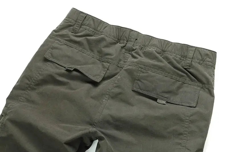 Men's fleece cargo pants olive green with rear flap pockets