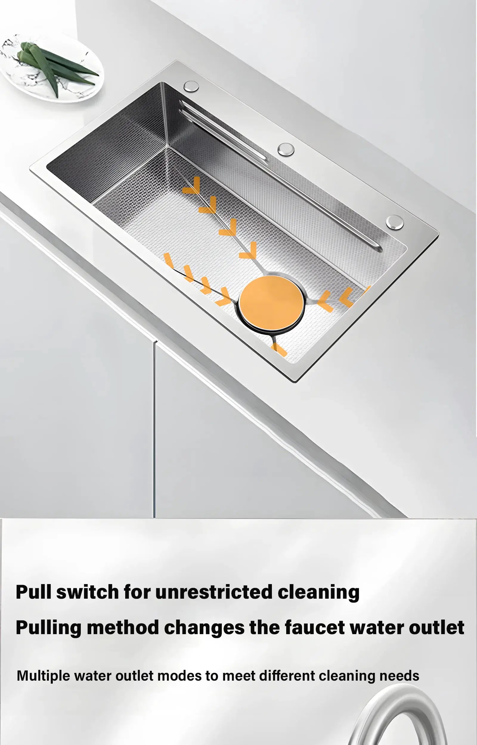304 stainless steel kitchen sink with large single basin and textured bottom