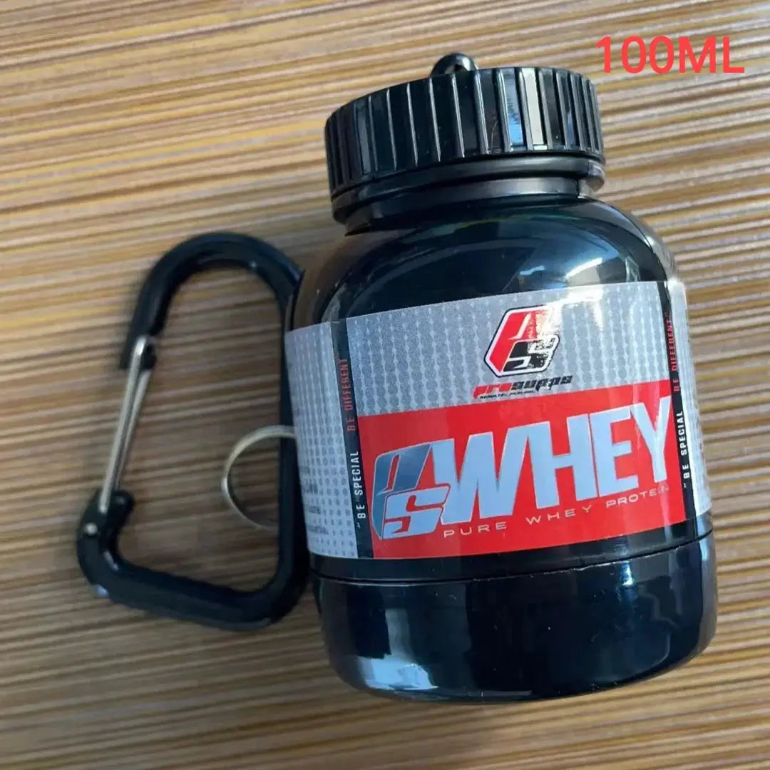 100ml 200ml Portable Mini Protein Powder Bottle With Keychain Funnel Medicine Box For Outdoor Sports