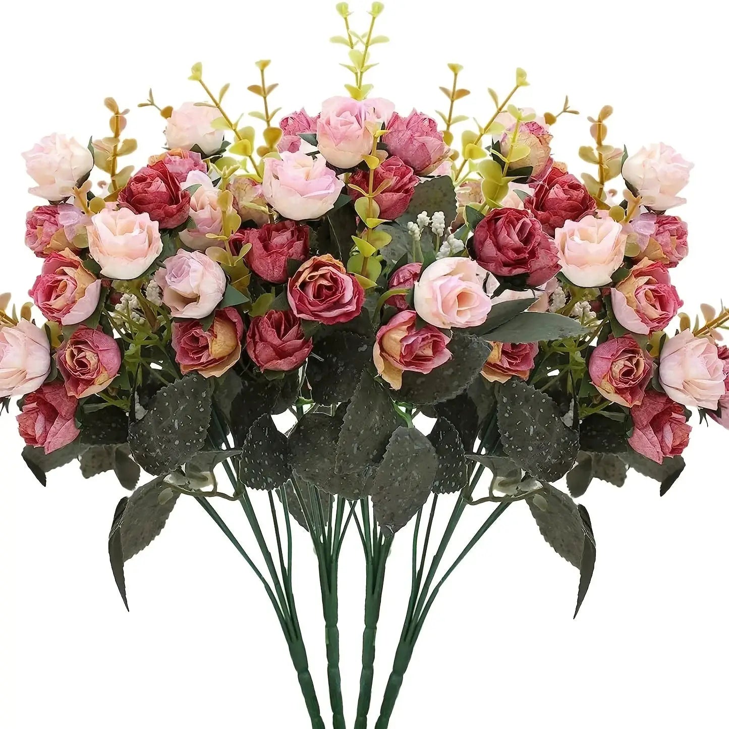 Artificial Silk Rose Bouquet 7 Stems 21 Heads for Wedding Christmas Wreath Home Decor Vase Bridal Bouquets