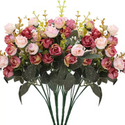 Artificial Silk Rose Bouquet 7 Stems 21 Heads for Wedding Christmas Wreath Home Decor Vase Bridal Bouquets