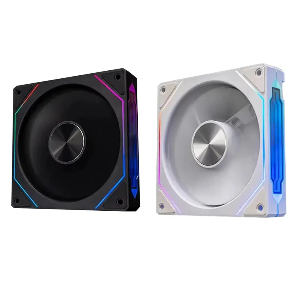 LDPCSJ Prism 4RS 120mm ARGB PC case fans, 2-pack in black and white with Infinity Mirror RGB lighting