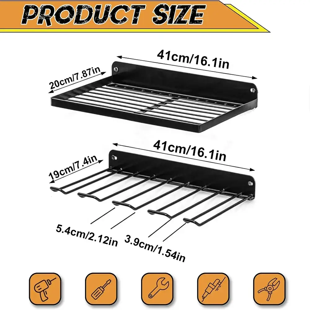Power Tool Wall Mount Holder Heavy Duty Pegboard Wall Storage Rack For Drill Screwdriver And Tool Set In Workshop Garage