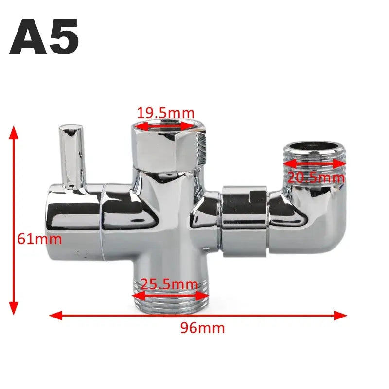Simples Market 3-Way Brass Shower Arm Adapter chrome finish with G1/2 and G3/4 diverter valve