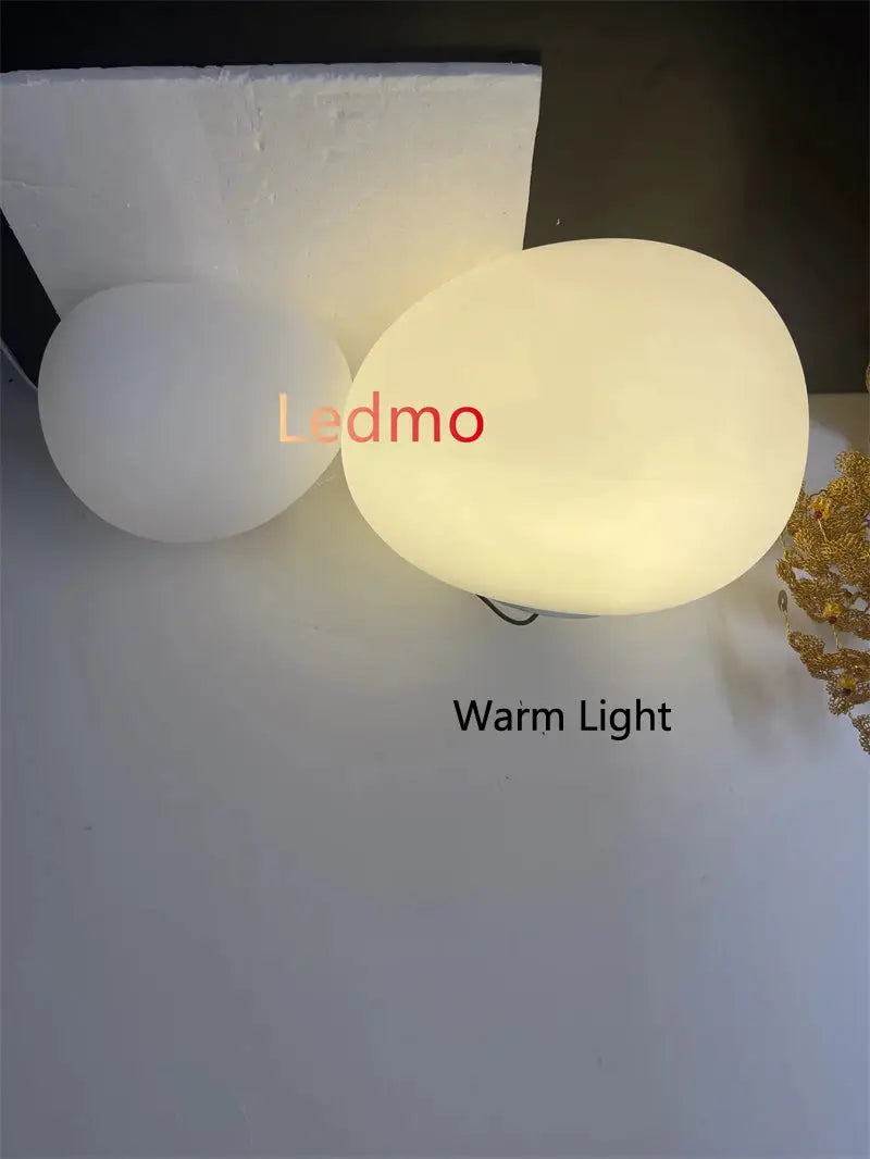 Nordic white glass ball pendant light set; two hanging globes with warm lighting Ledmo