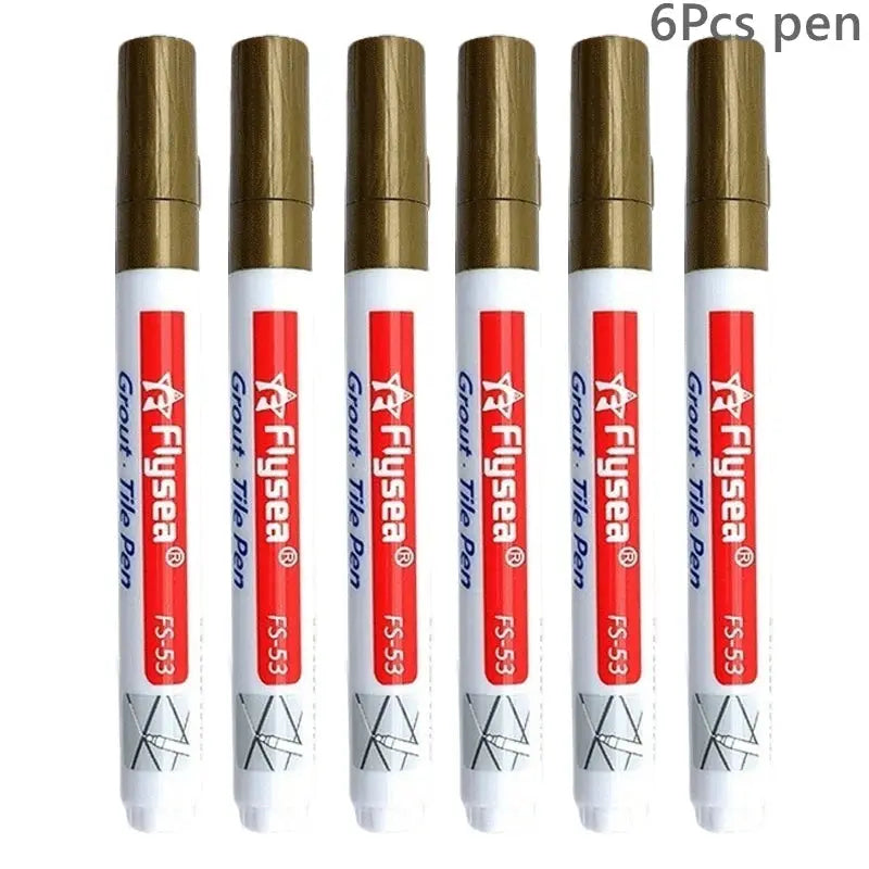 Grout pens 6-pack by Simples Market, waterproof tile markers for grout seams on tiles (brown caps)