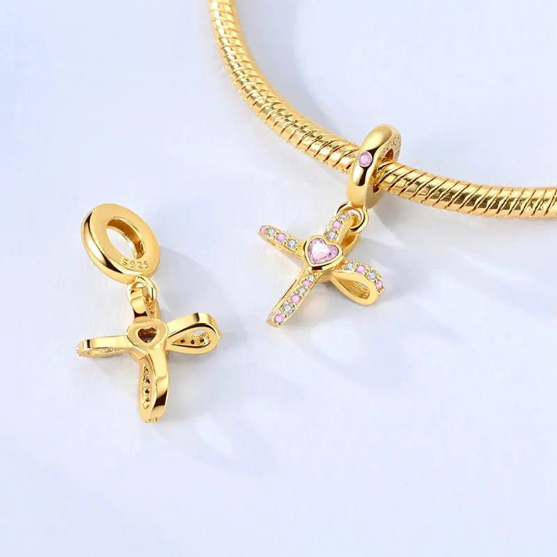 925 Sterling Silver Gold DIY Charms Beads Inlaid Zirconium Sun Leopard Pendants Fit Bracelet For DIY Jewelry Making