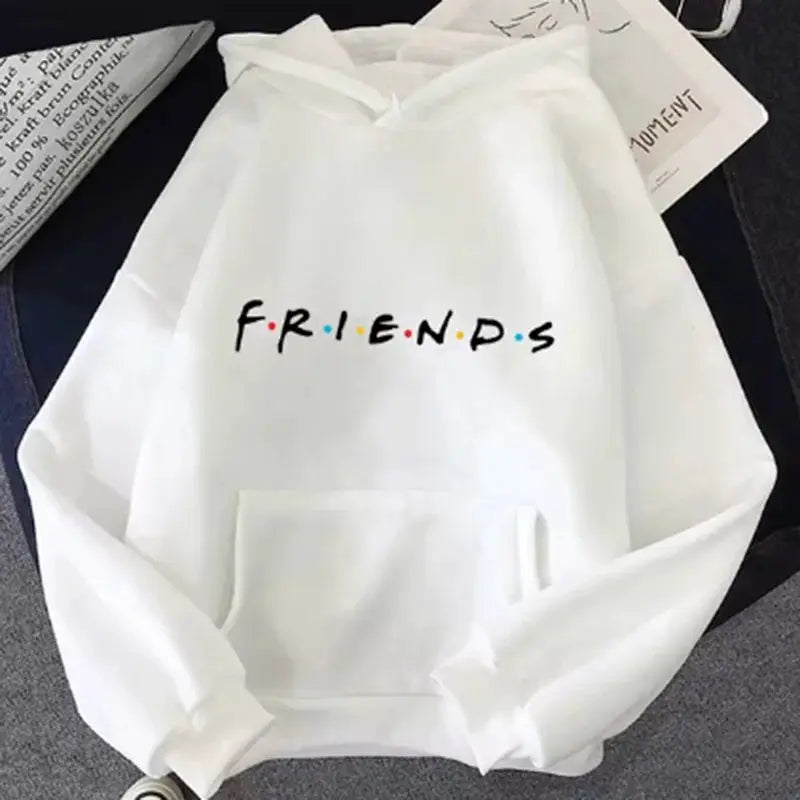 Friends Print Hoodie Women Long Sleeve Casual Loose Fit Warmth For Spring And Autumn Streetwear