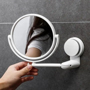 Simples Market white rotating round bathroom vanity mirror with vacuum suction, wall-mount