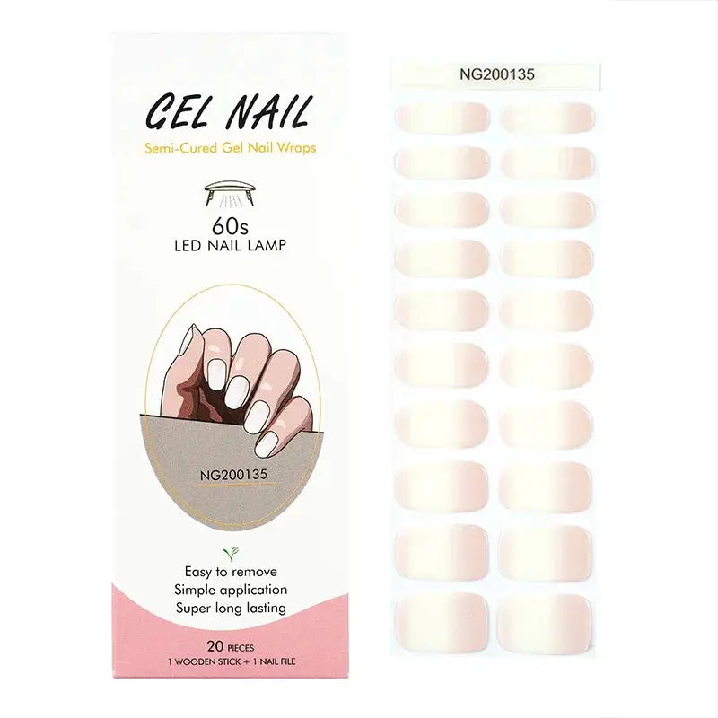 NailLux Semi Cured Nail Wraps For 16 To 20 Tips Easy Full Cover Adhesive Press On Nails Gel Finish UV LED Compatible