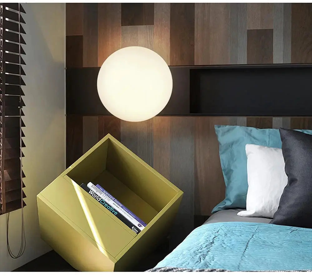 LED glass white ball ceiling light, minimalist bedroom ceiling lamp