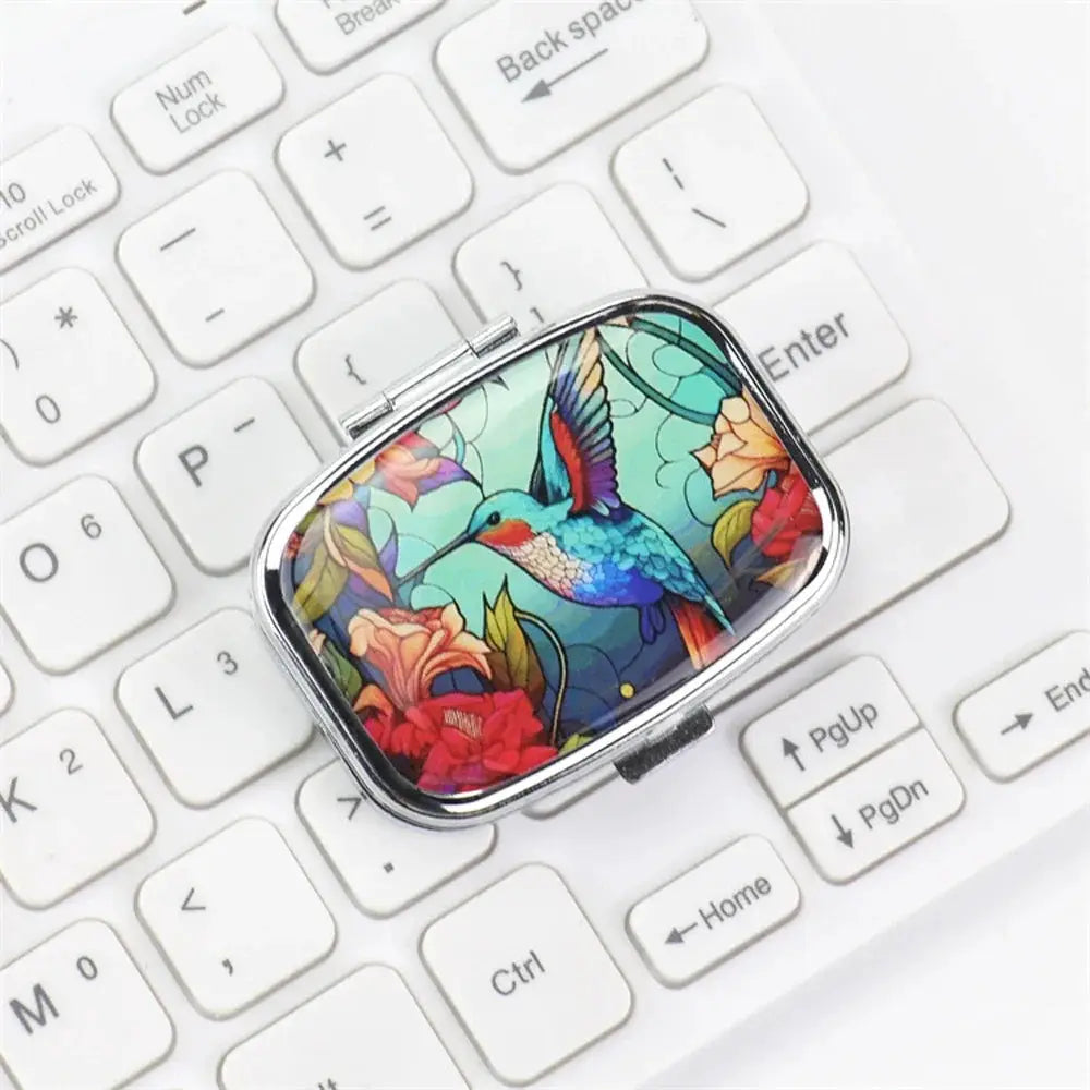 Colorful Travel Pill Box Jewelry Organizer Metal Case Compact Portable Medicine Box For Small Items