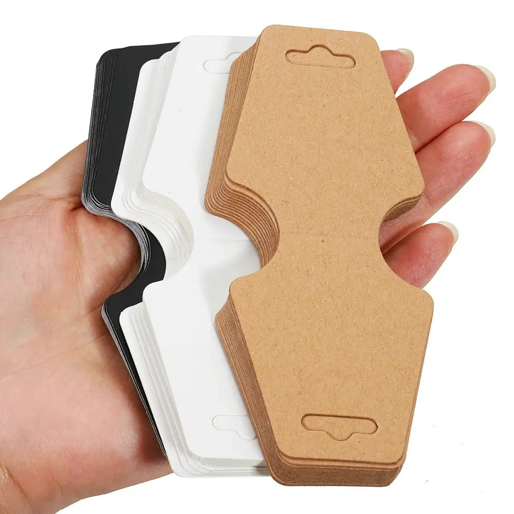 Blank Kraft Paper Display Cards For Necklace And Bracelet Packaging Foldable Tags 50 And 100 Pack Black White Khaki