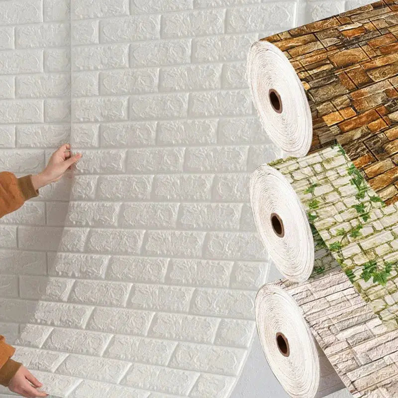 70cm Self Adhesive 3D Brick Pattern Wallpaper Waterproof Wall Sticker For DIY Home Decoration