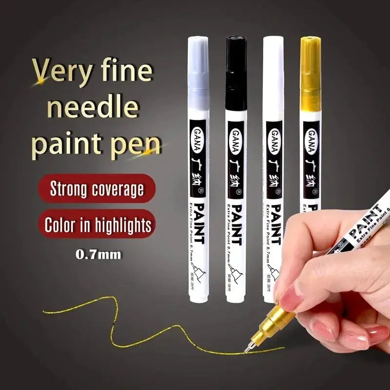 4-pack Simples Market oil-based permanent paint markers, 0.7mm extra-fine tip, waterproof for rock, wood, metal, canvas