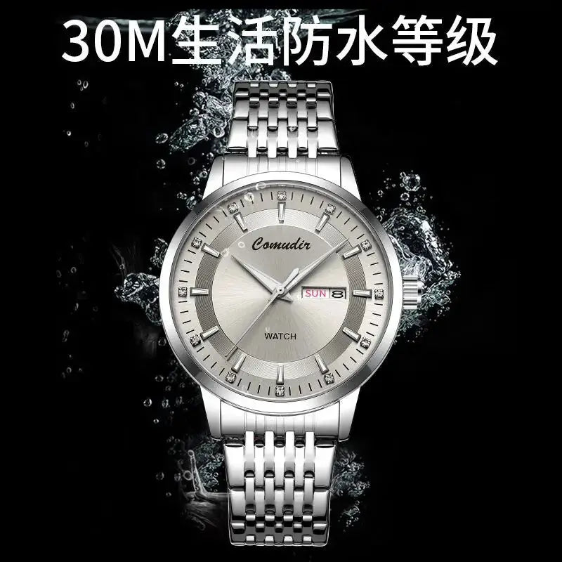 NovaLux Hollow Dial Automatic Mens Waterproof Watch Glow In The Dark Dual Calendar Timepiece