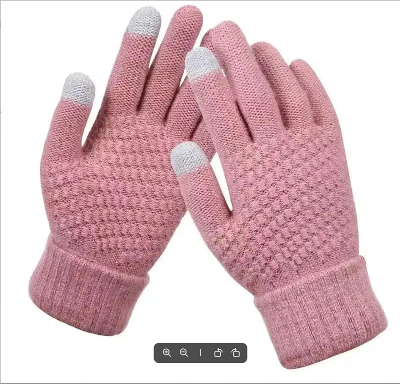Unisex Warm Winter Touchscreen Gloves Full Finger Knit Mittens For Outdoor Cycling And Driving