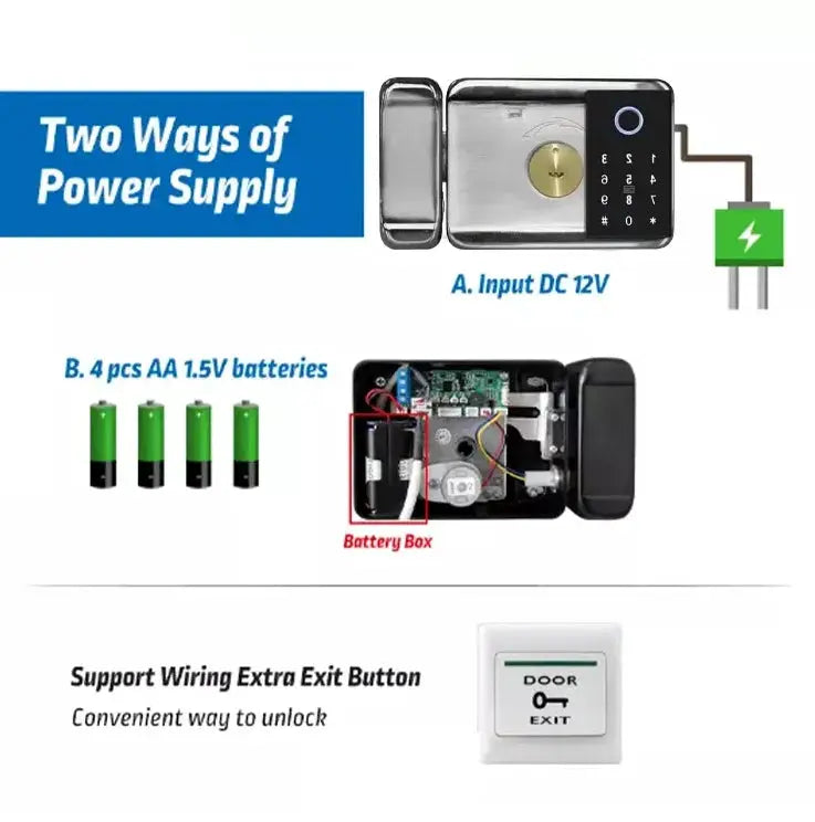 Tuya WiFi double-side fingerprint door lock IP66 outdoor with passcode, RFID, and app control Simples Market