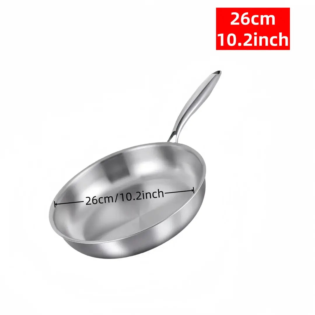 304 Stainless Steel Frying Pan Uncoated Nonstick Surface For Gas Stove And Induction Cooker