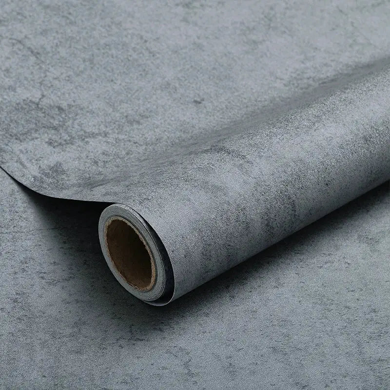 40cm thick PVC floor sticker roll in grey texture; Simples Market, self-adhesive and waterproof.