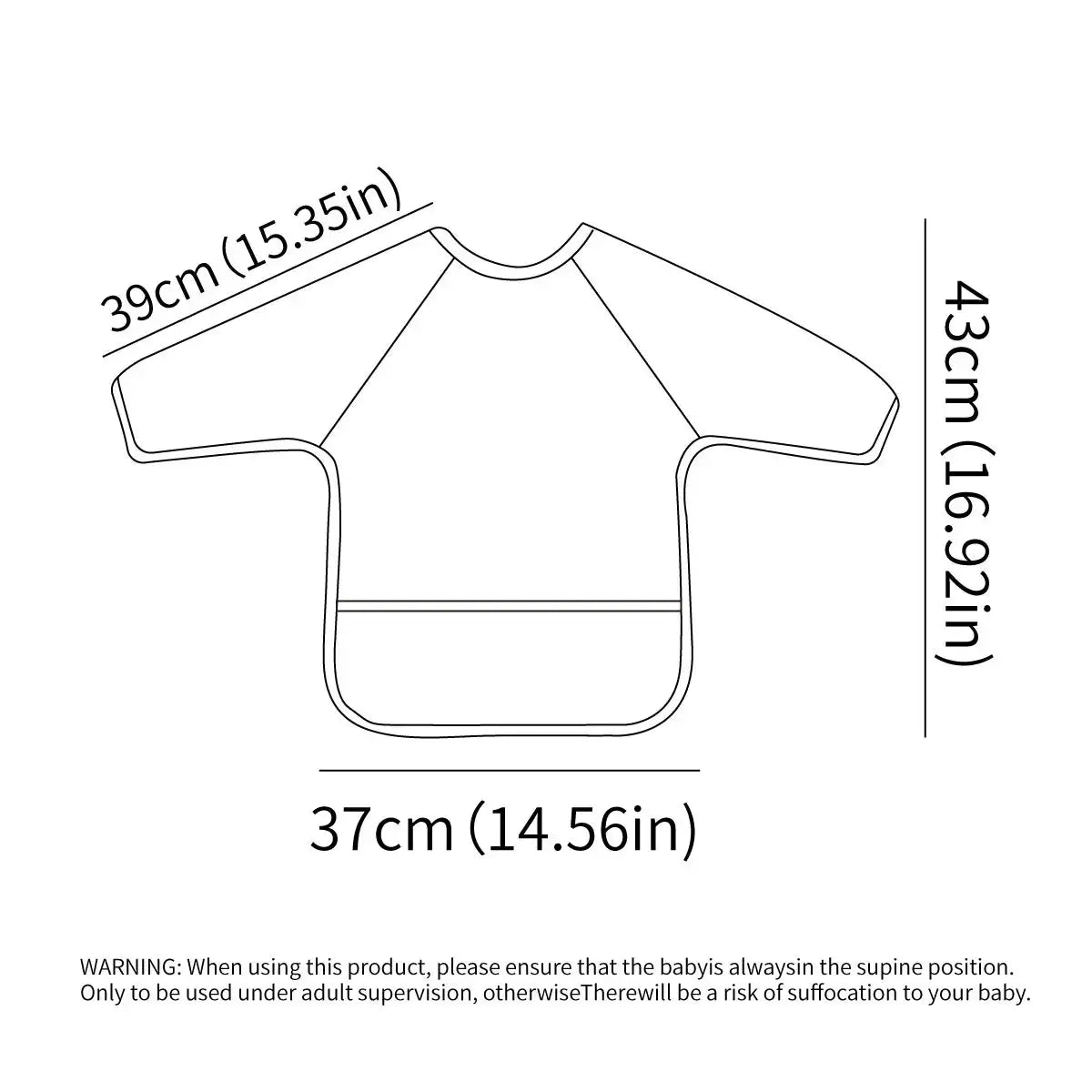 Elinfant Long Sleeve Waterproof Feeding Bibs For 1-3 Years Washable Burp Cloth Coverall Bibs Easy Clean