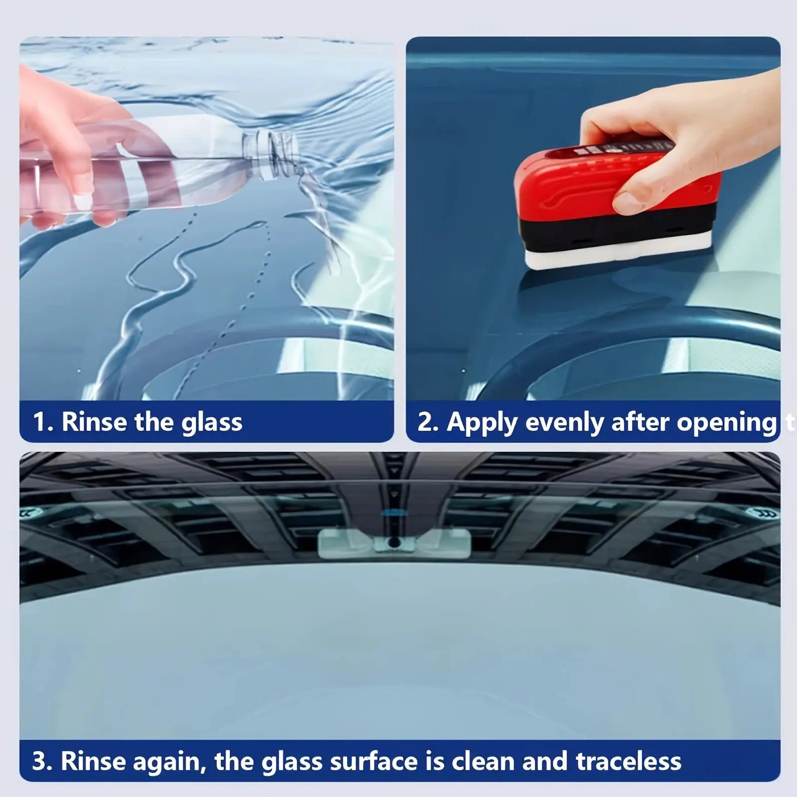 Simples Market car glass cleaner sponge brush with red, black and white pad for removing water spots on windshield