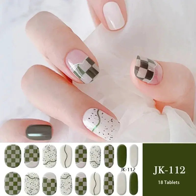 NailLux Semi Cured Nail Wraps For 16 To 20 Tips Easy Full Cover Adhesive Press On Nails Gel Finish UV LED Compatible