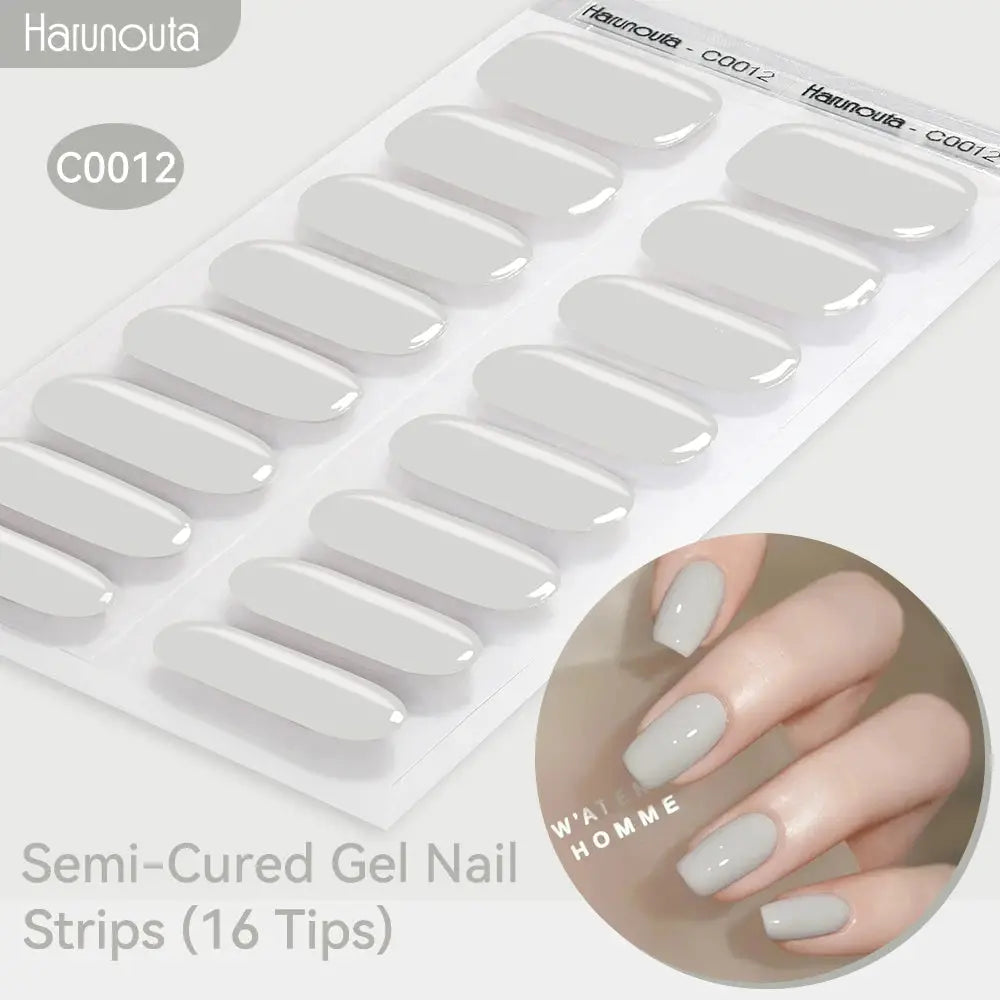 Simples Market Gradient Auroras semi-cured gel nail strips, 16 tips, grey glossy stickers