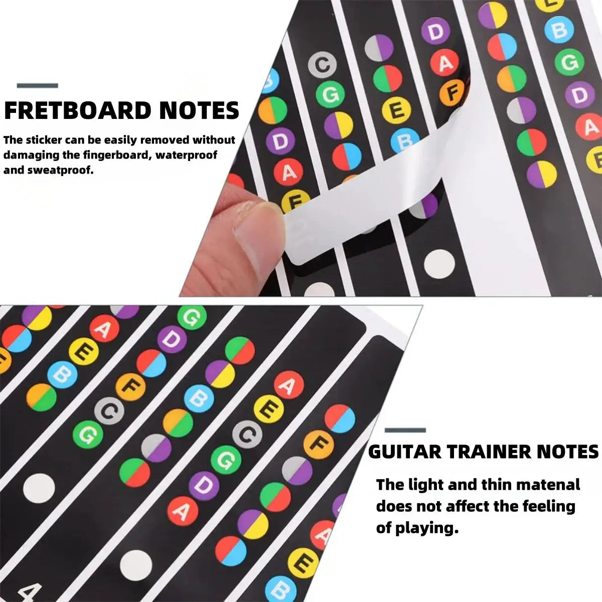 Miwayer Fretboard Note Map Labels for Six String Guitar Transparent and Black Stickers for Beginners