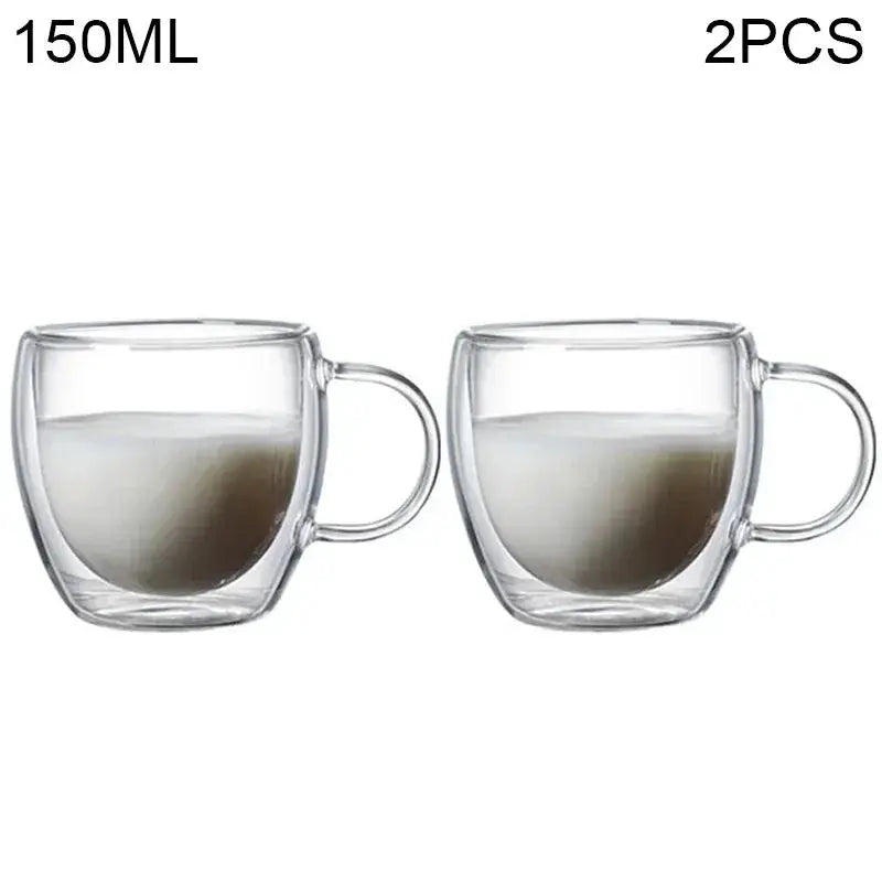 Double Wall Glass Kung Fu Tea Cup Set 80ml 150ml High Borosilicate Transparent Drinkware For Tea Coffee Milk Water