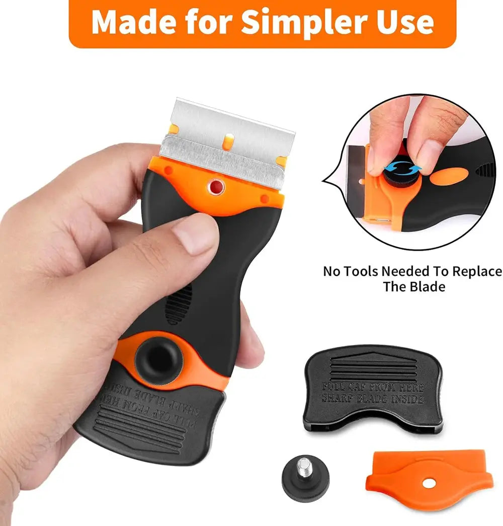 Double Edge Razor Scraper With Razor Blades For Labels Stickers Decals Removal Ergonomic Grip