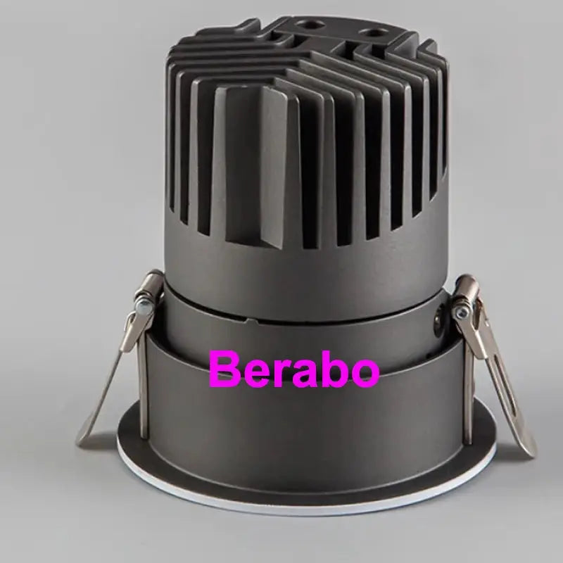 Recessed LED downlight with COB, dimmable; dark gray metal housing and spring clips