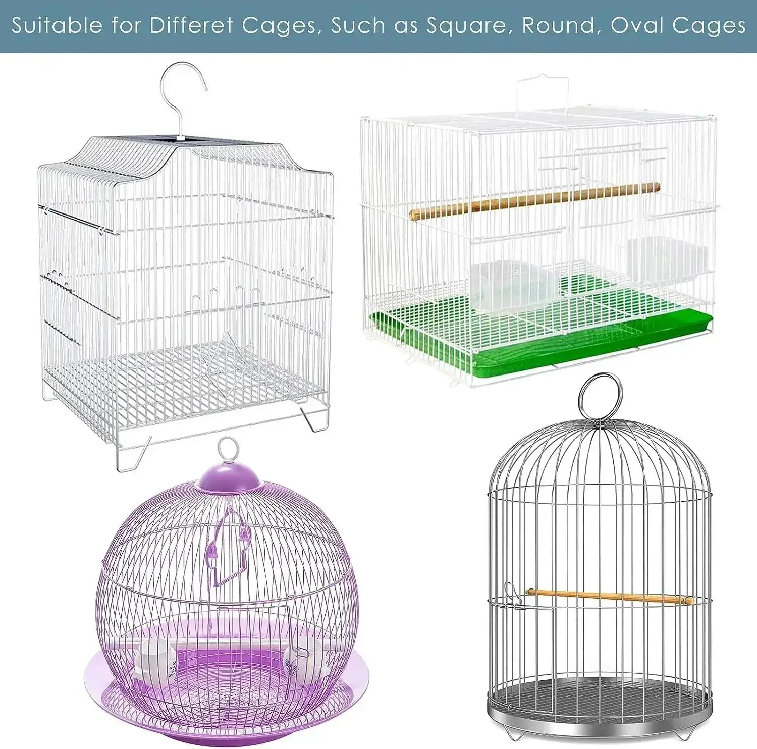Simples Market mesh bird cage cover set for 4 cages (round, square, oval); easy-clean catcher skirt for parrots
