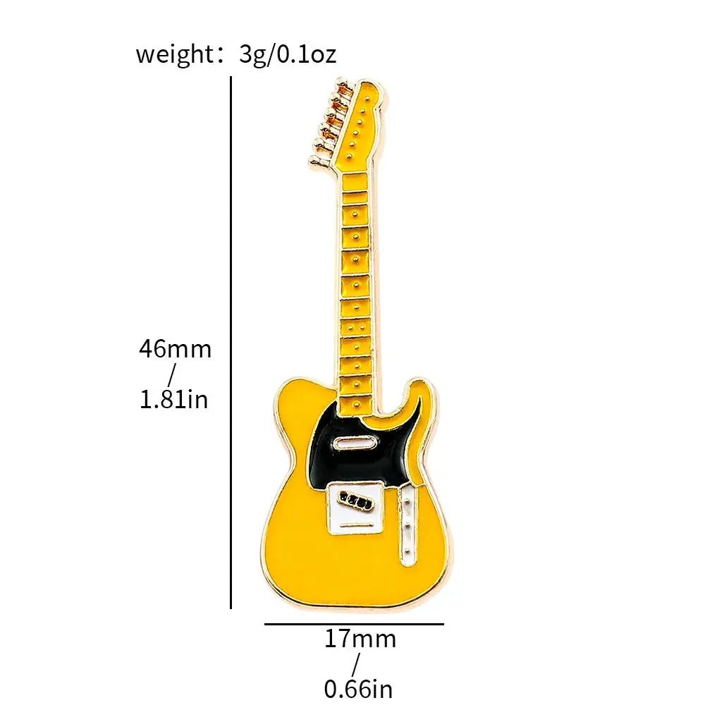ZAKOL Vintage Metal Enamel Guitar Brooch Unisex Fashion Pin Gift For Men Women Musical Instrument Accessory - Simples Market