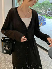 SunSafe Women's Lightweight V Neck Long Sleeve Cardigan Top Sun Protective Versatile Spring To Autumn Outfit