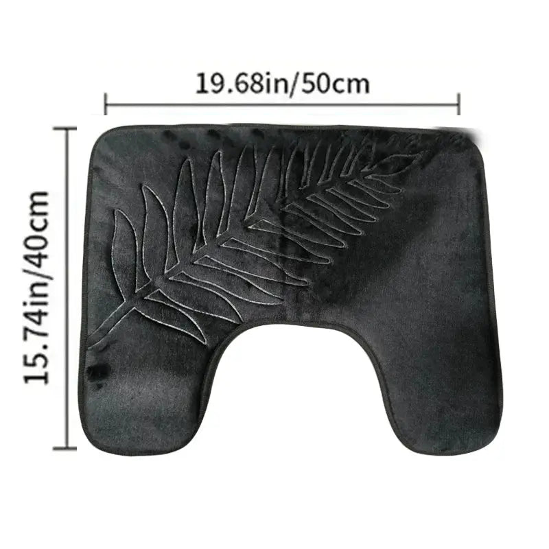 Simples Market 3-piece memory foam black leaf-pattern U-shaped toilet/bath mats