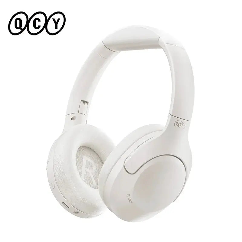 QCY H3 Lite wireless over-ear headphones in white with visible QCY logo