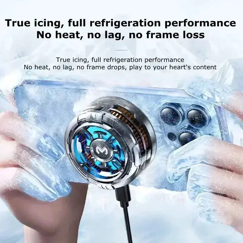 Magnetic back clip 2-in-1 phone cooler by Simples Market with blue semiconductor fan for iOS/Android