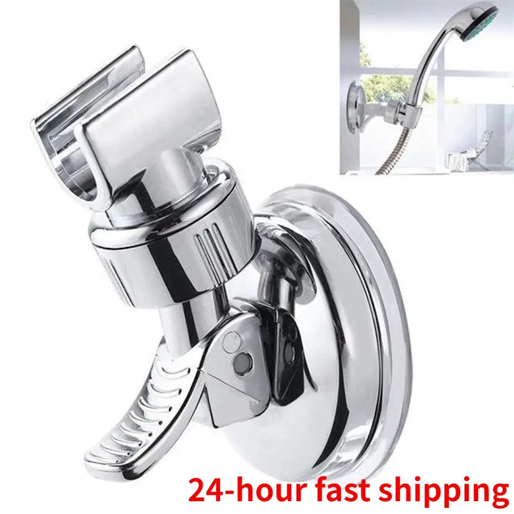 Simples Market chrome shower head holder with suction cup wall mount, 360° adjustable bathroom accessory