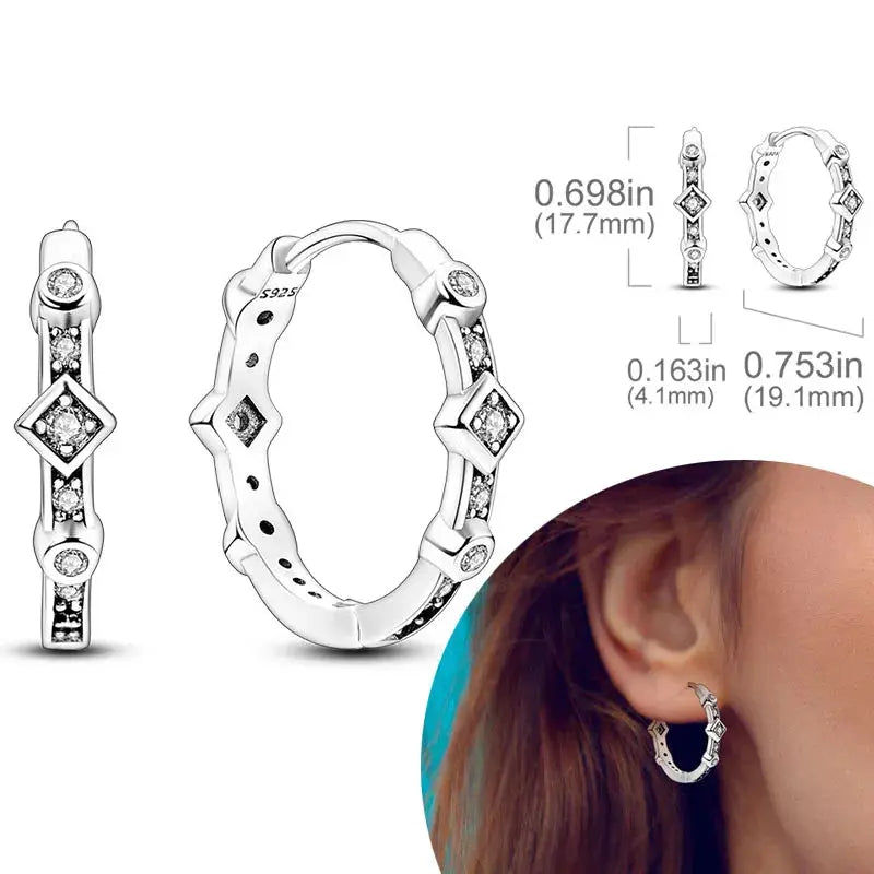 925 Sterling Silver Hoop Earrings Hypoallergenic Zirconia Hoops For Women Girls High Quality Fashion Jewelry