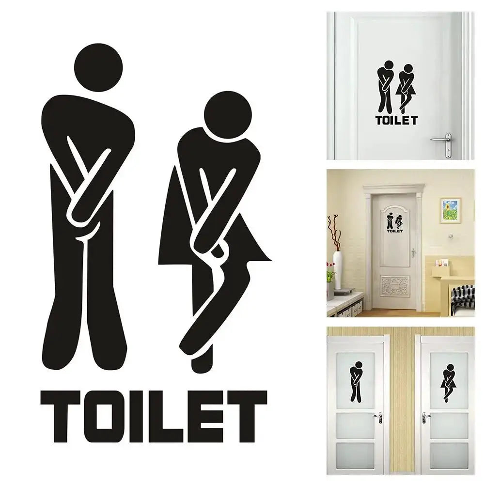 Funny Toilet Wall And Door Stickers Waterproof PVC Vinyl Decals For Bathroom Decor And Home
