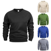 Mens Crew Neck Sweatshirt Solid Color Long Sleeve Pullover Hoodie For Spring Outdoor Casual Daily Sportswear
