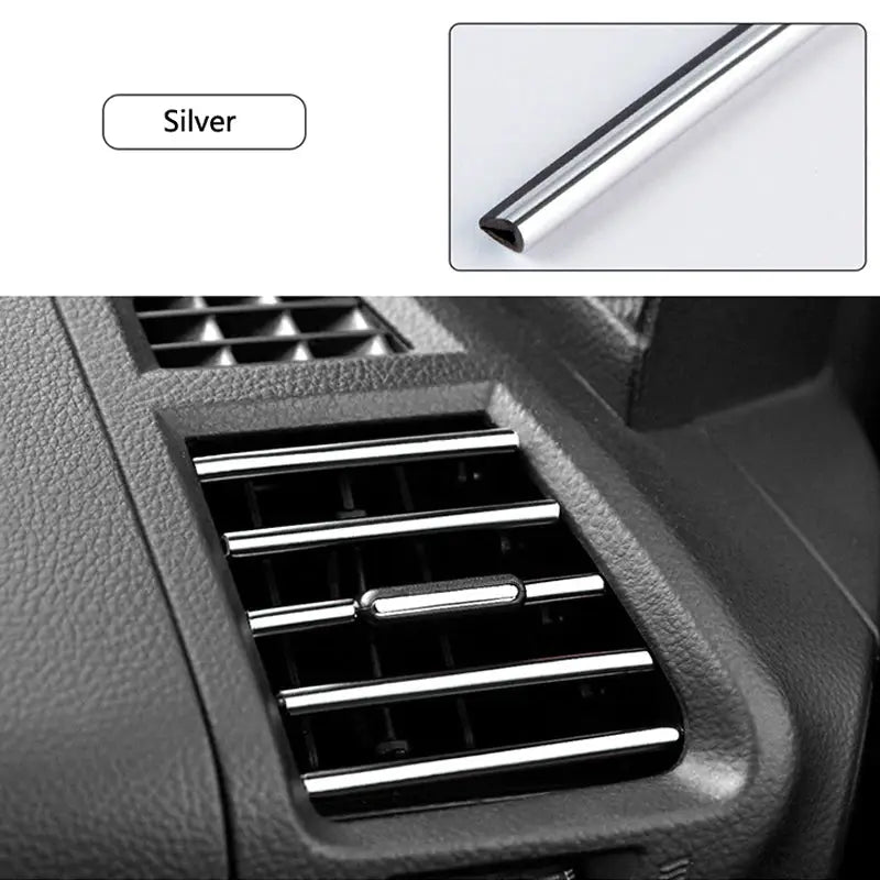 Car air vent chrome decorative strips, 10-pack, silver, Simples Market