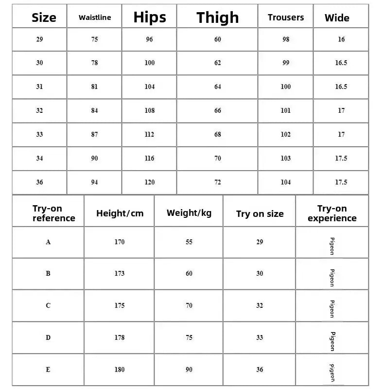 Simples Market cargo pants size chart and try-on reference for American Style pure cotton heavy-duty men's pants