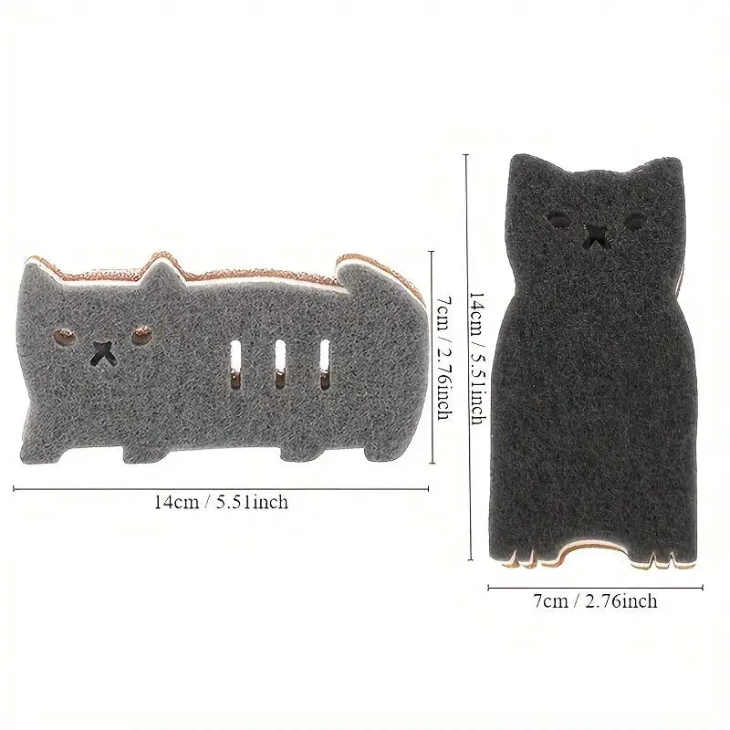 PurrfectEase 4 Piece Thick Durable Cat Shaped Kitchen Sponge Set For Tough Dishwashing And Mess Free Cleaning