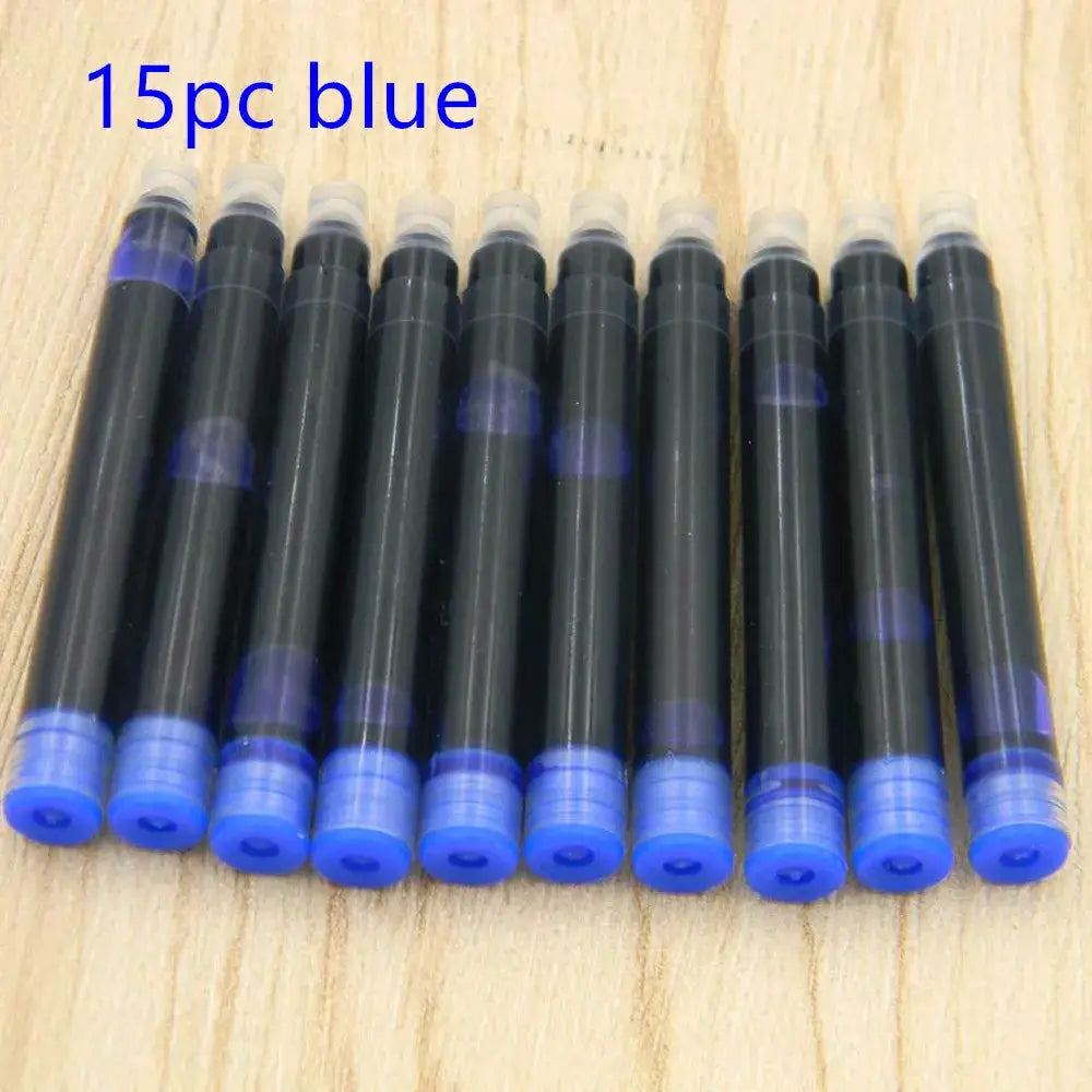 Simples Market 15pc metal 388 fountain pens with black bodies and blue ends