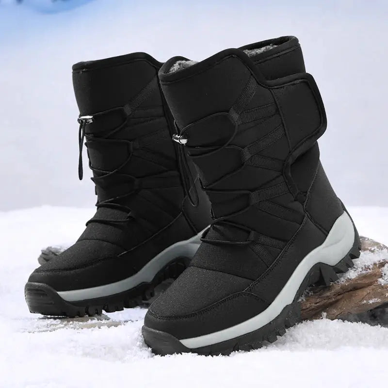 Mens Winter Boots Waterproof Plush Lined Non Slip Outdoor Hiking Ankle Boots All Weather Warmth